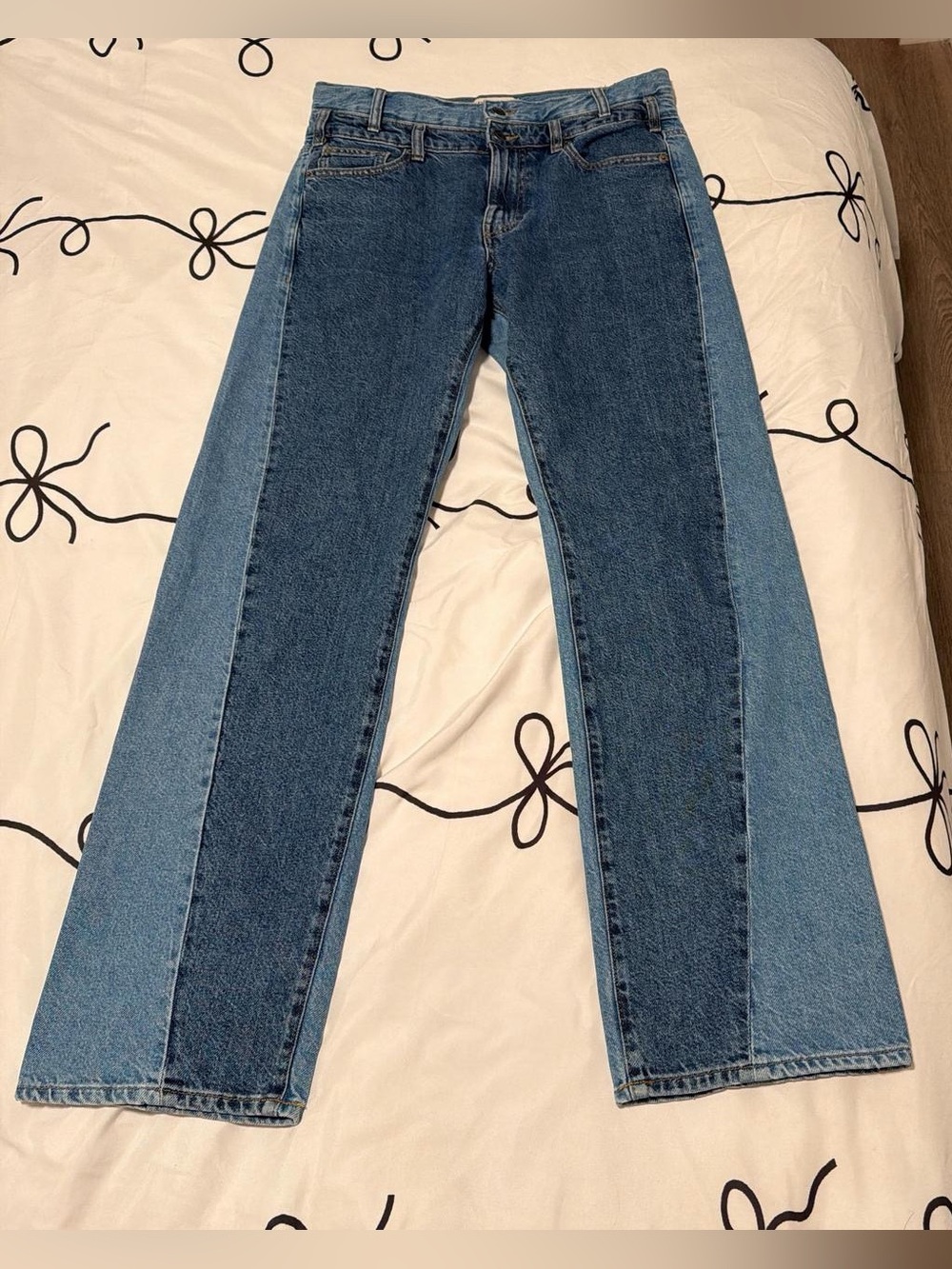 Zara Two-Tone Blue Straight Leg Jeans